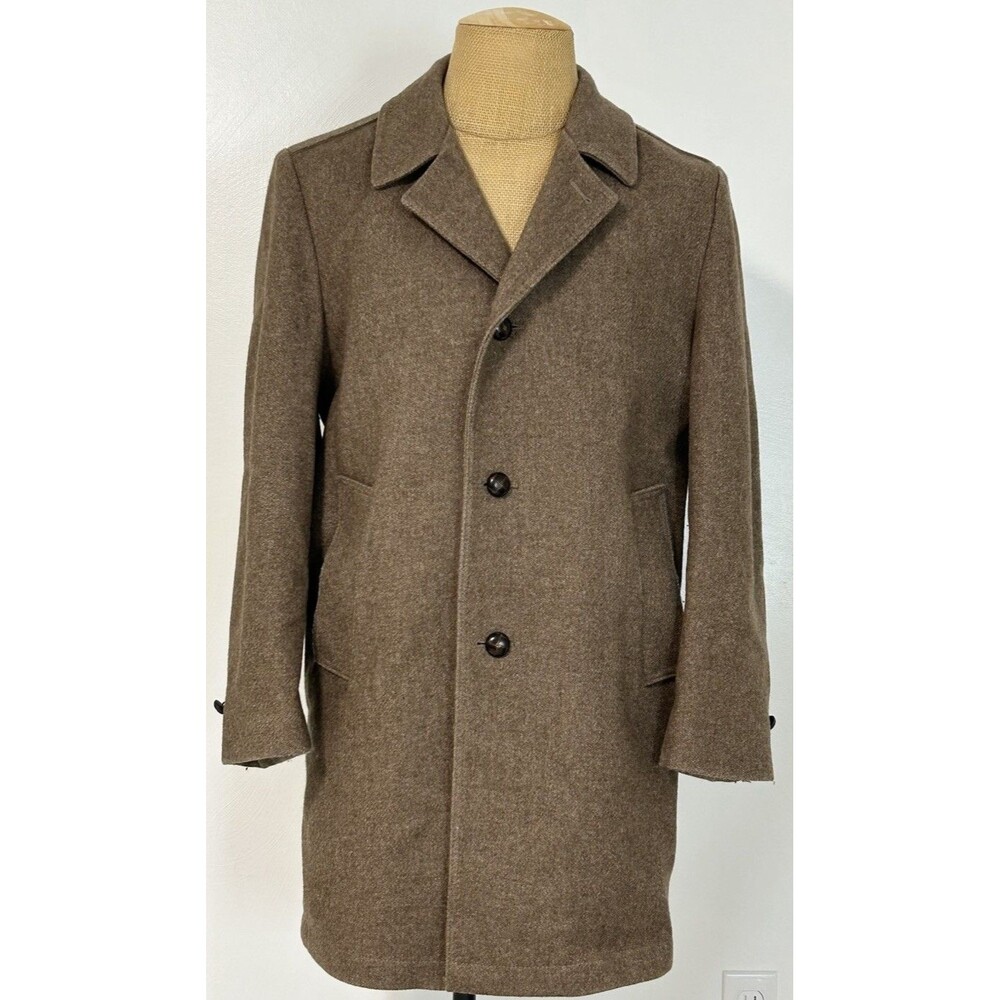 Adams Row Vintage Coat 40R Light Brown Topcoat Wool Blend Tweed